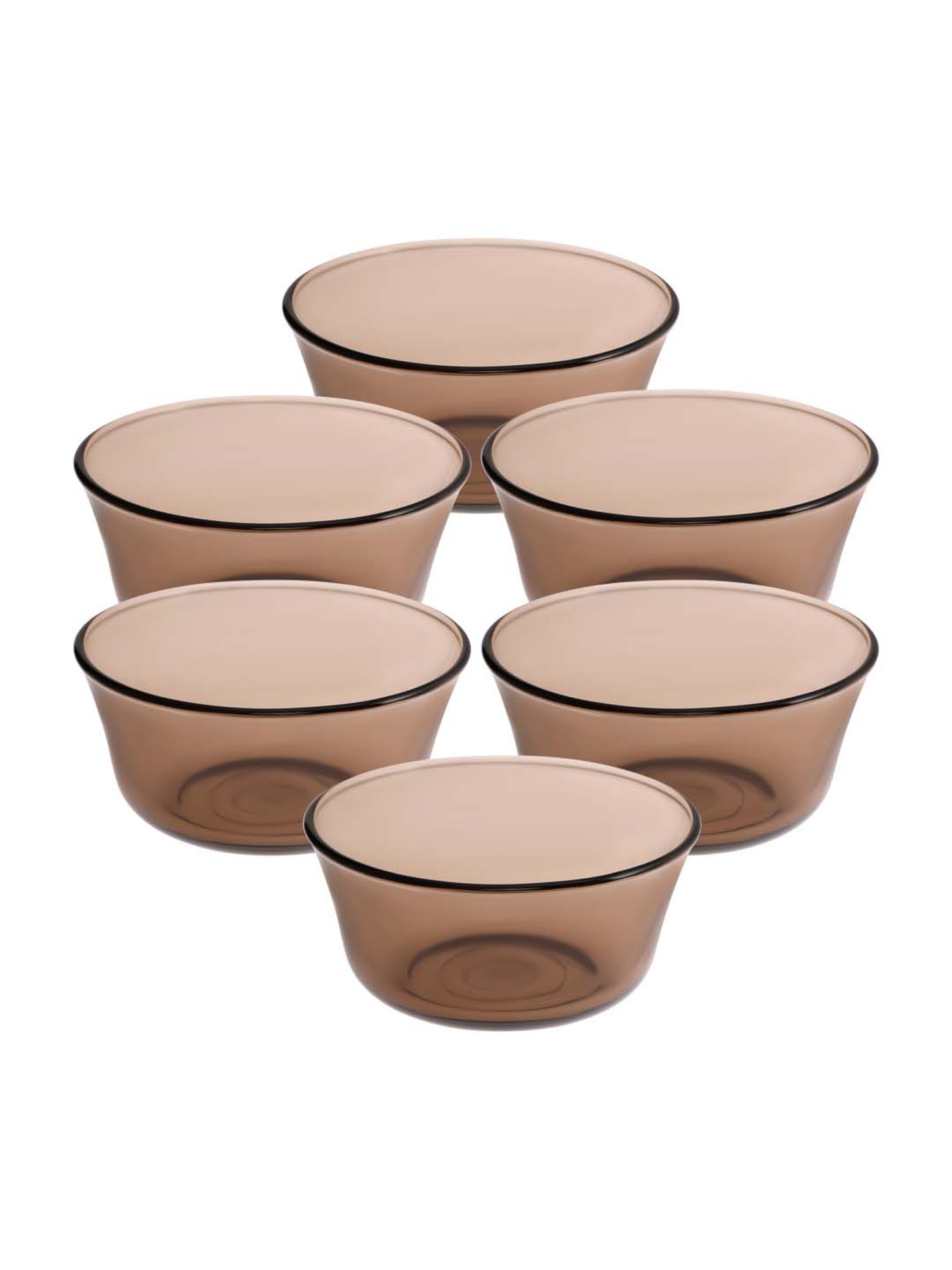 Duralex 'Lys' Brown Glass 10.5 cm Table Serving Bowl (0.25 L) - Set of 6