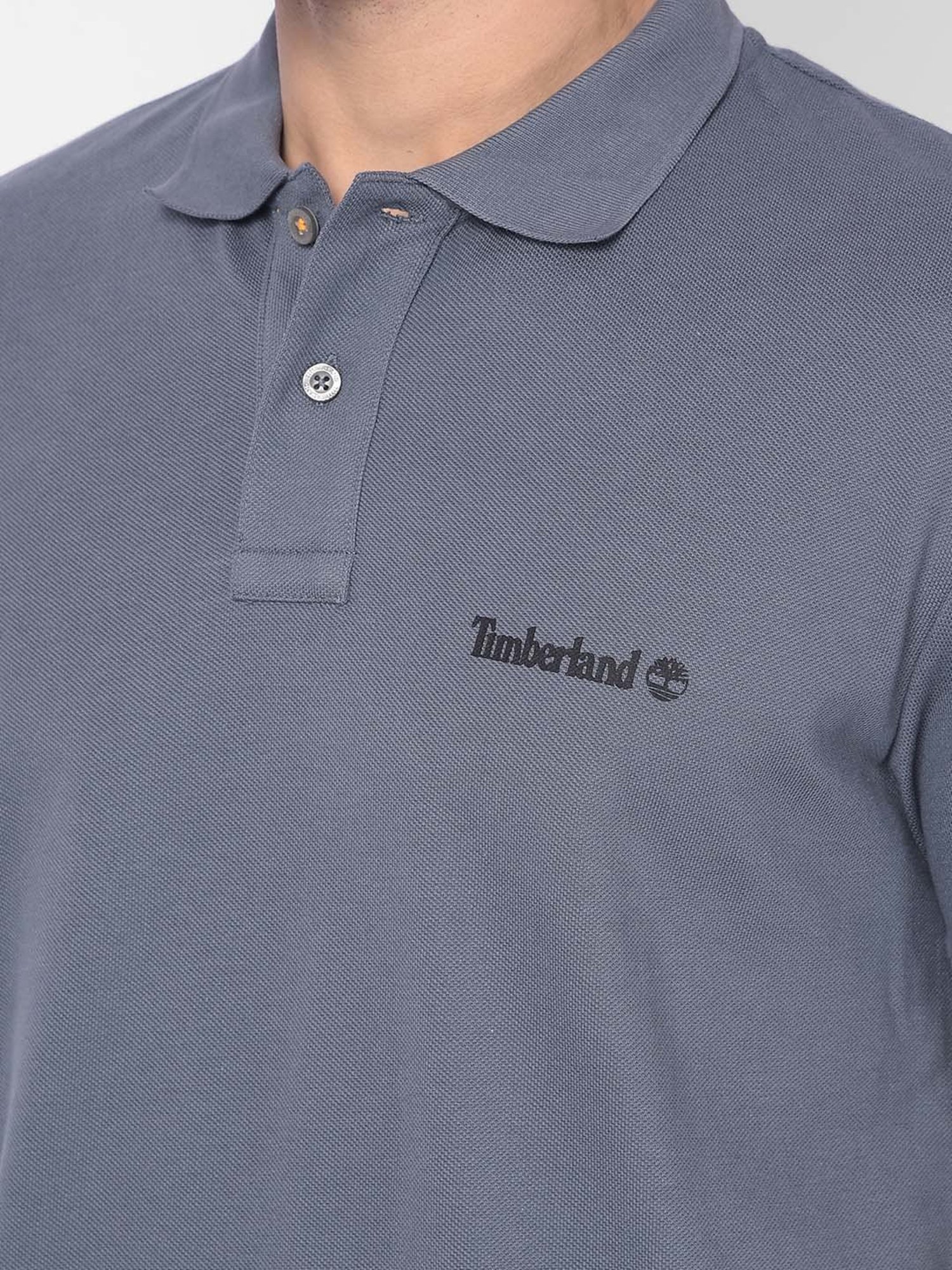 Timberland Grey Regular Fit Logo Print Polo T-Shirt