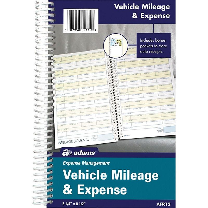 Adams Vehicle Mileage and Expense Book 5 1/4 x 8 1/2 49 Forms 63 Pages AFR12
