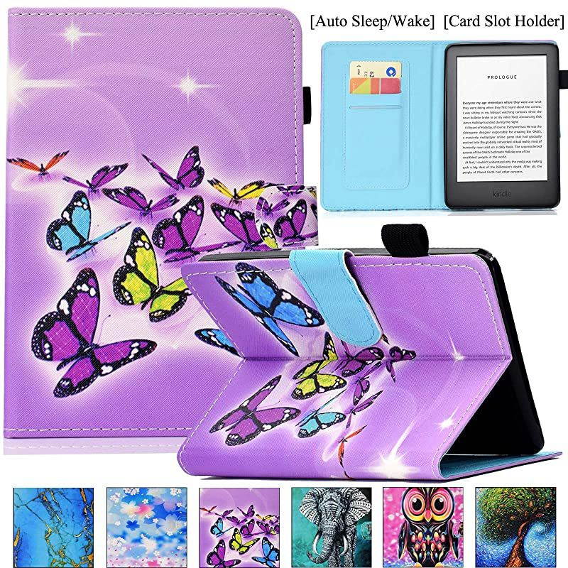 Kindle 10th Gen 2019 Case, Folio Smart Cover with Auto Wake/Sleep Feature Premium PU Leather Cards Slots Slim Cover for All-New Kindle 10th Generation 2019 Release 6" Reader (Papillons)