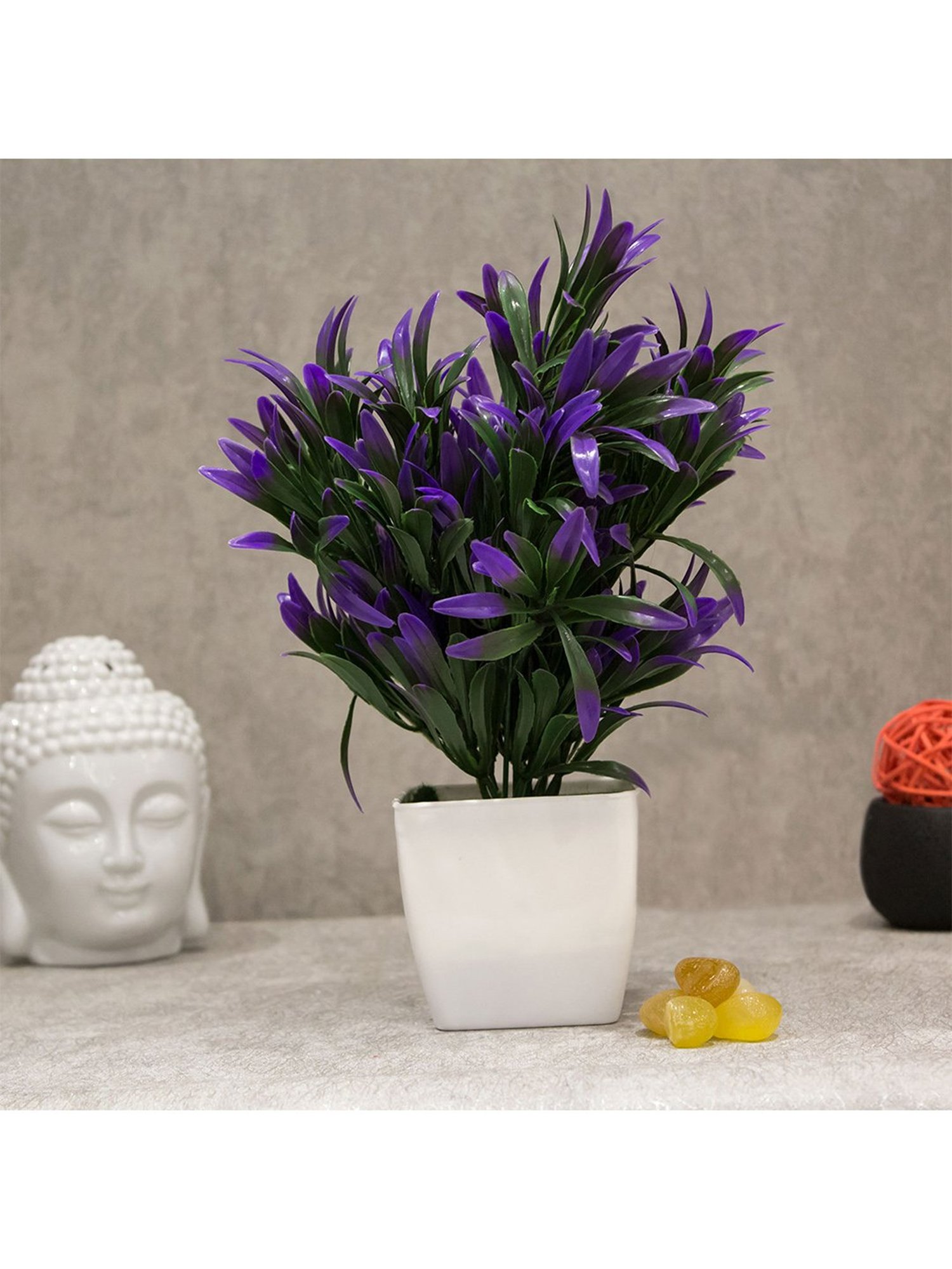 Amflix Purple Artificial Bonsai Plant With Pot