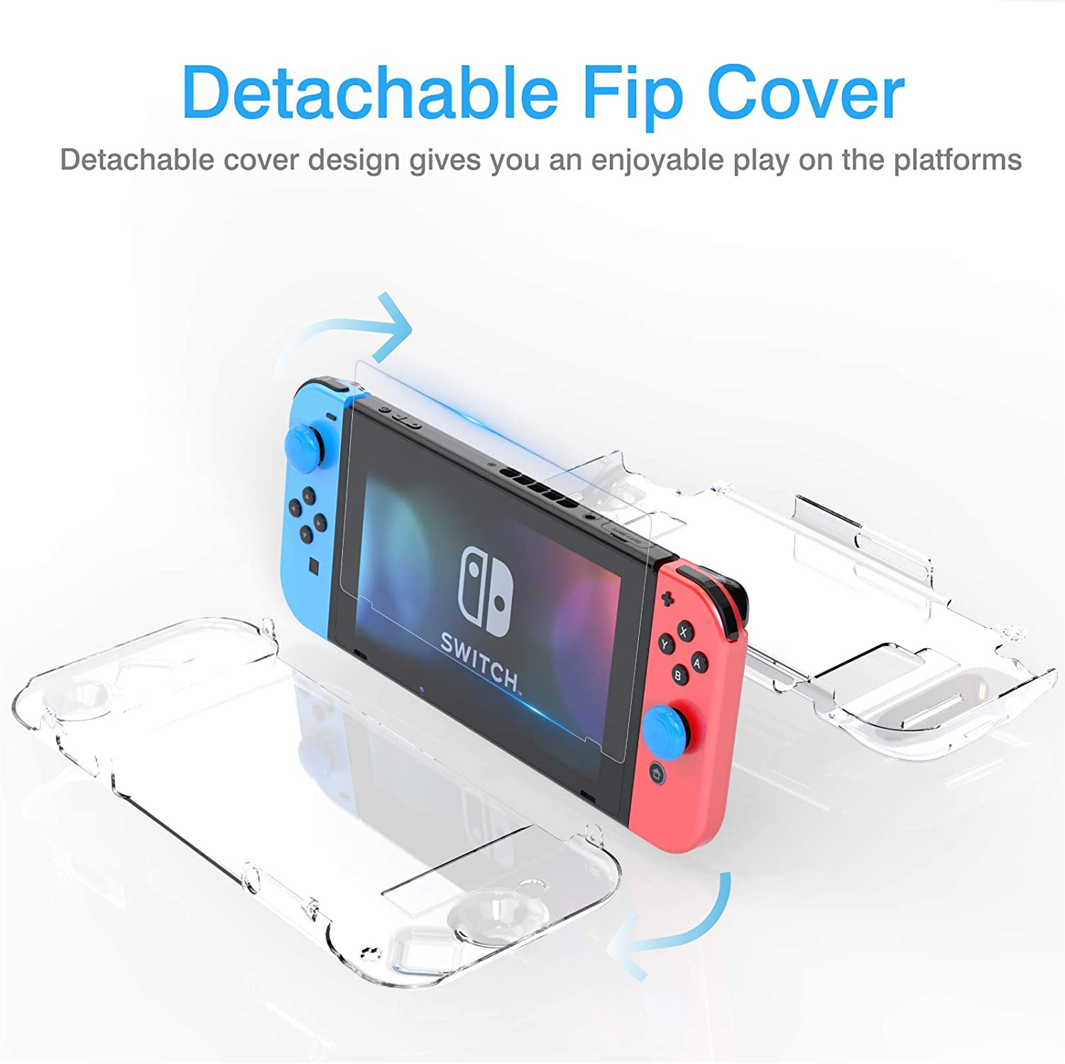 HEYSTOP Case Compatible with Nintendo Switch Dockable Switch Cover Protective Case with Screen Protector and Thumb Stick Caps