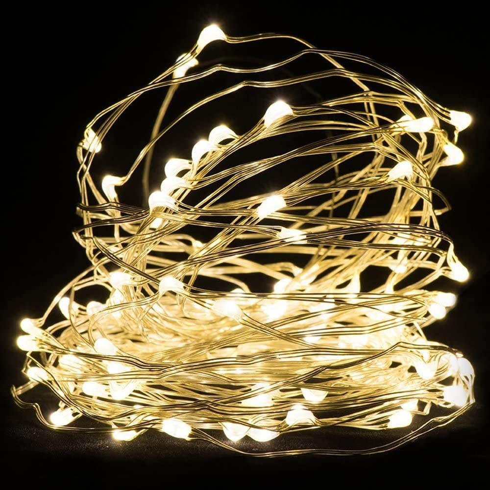 ER CHEN 66ft Led String Lights, 200 Led Starry Fairy Lights on 20M Silver Coating Copper Wire String Lights for Christmas (Warm White)