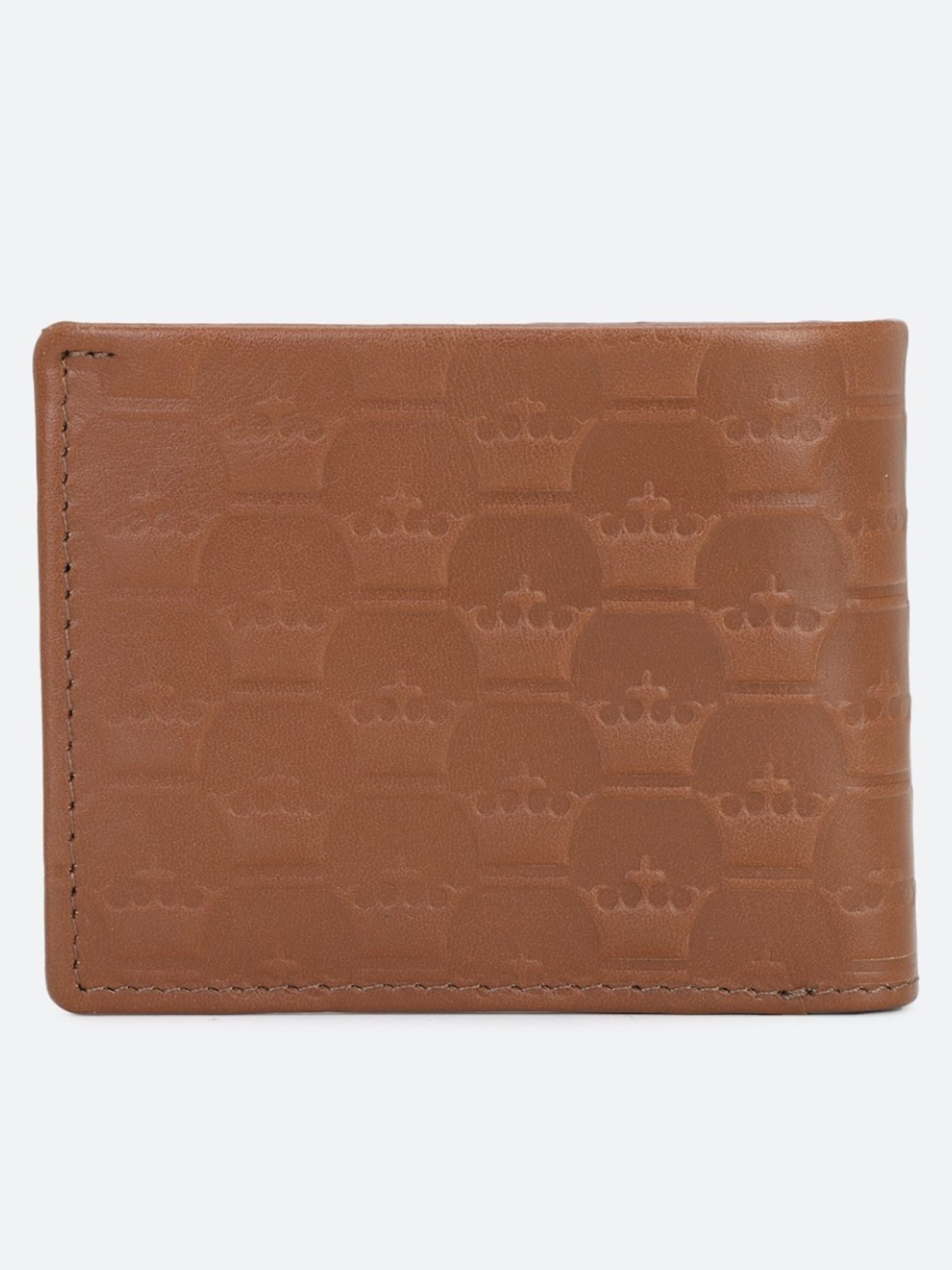 Louis Philippe Brown Leather Textured Bi-Fold Wallet
