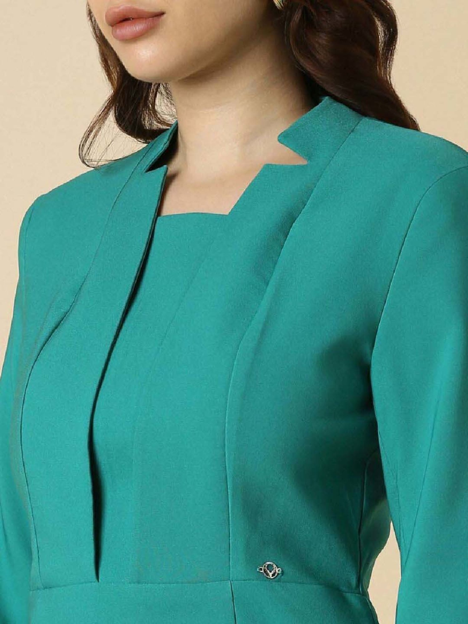 Allen Solly Green Formal Shift Dress