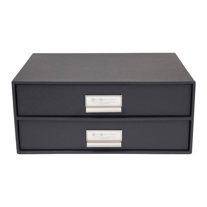 Birger 2-Drawer File Box Dark Gray - Bigso Box of Sweden