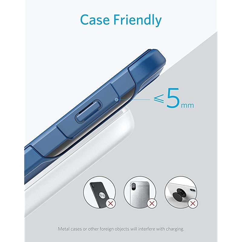 Wireless Charger PowerWave 75 Stand QiCertified Fast Charging iPhone 11 11 Pro 11 Pro Max XR Xs Max Xs X 8 8 Plus Galaxy S 20 S10 S9 S8 Note 10 Note 9 No AC Adapter White