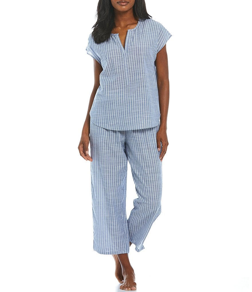 Nottibianche Dobby Striped Cropped Coordinating Sleep Pants