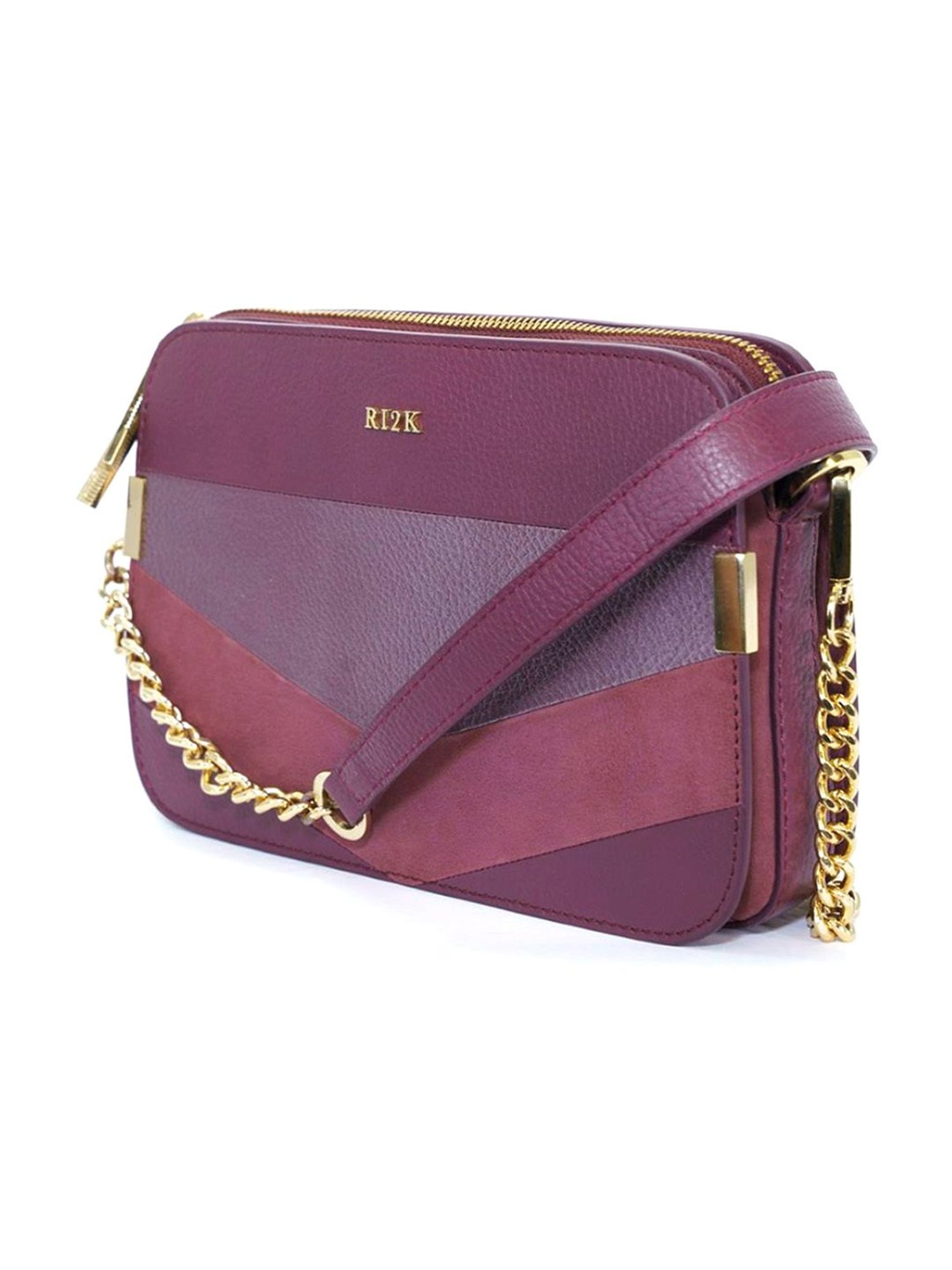 RI2K London Wine Leather Small Cross Body Bag