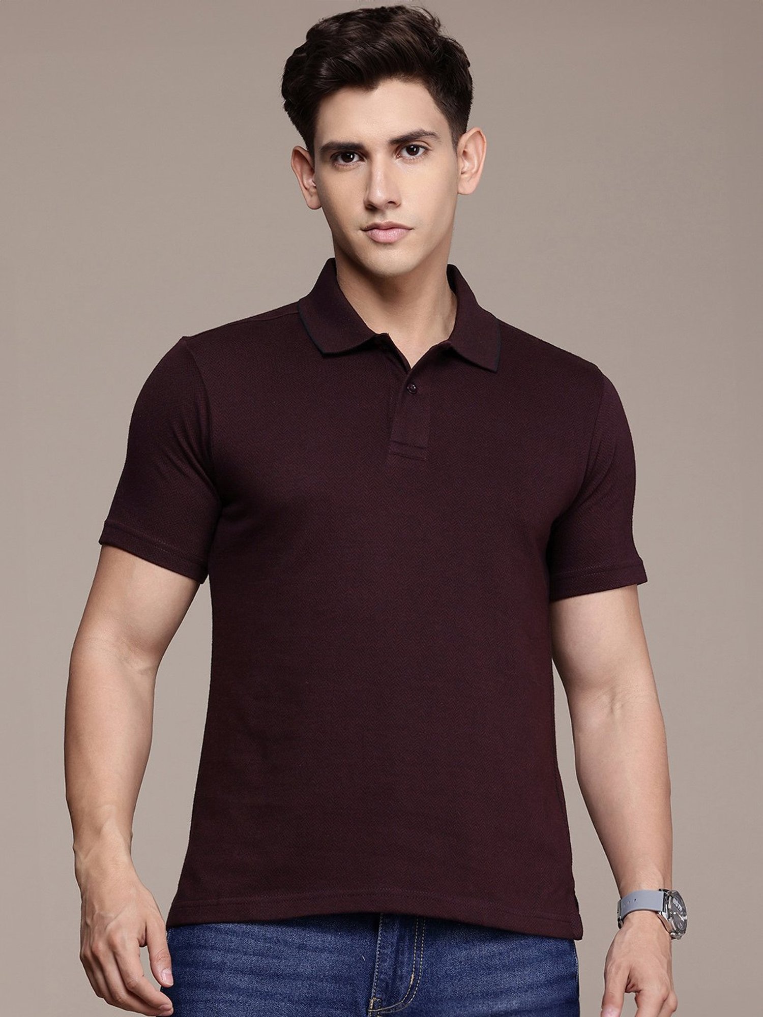 Burnt Umber Wine Regular Fit Polo T-Shirt