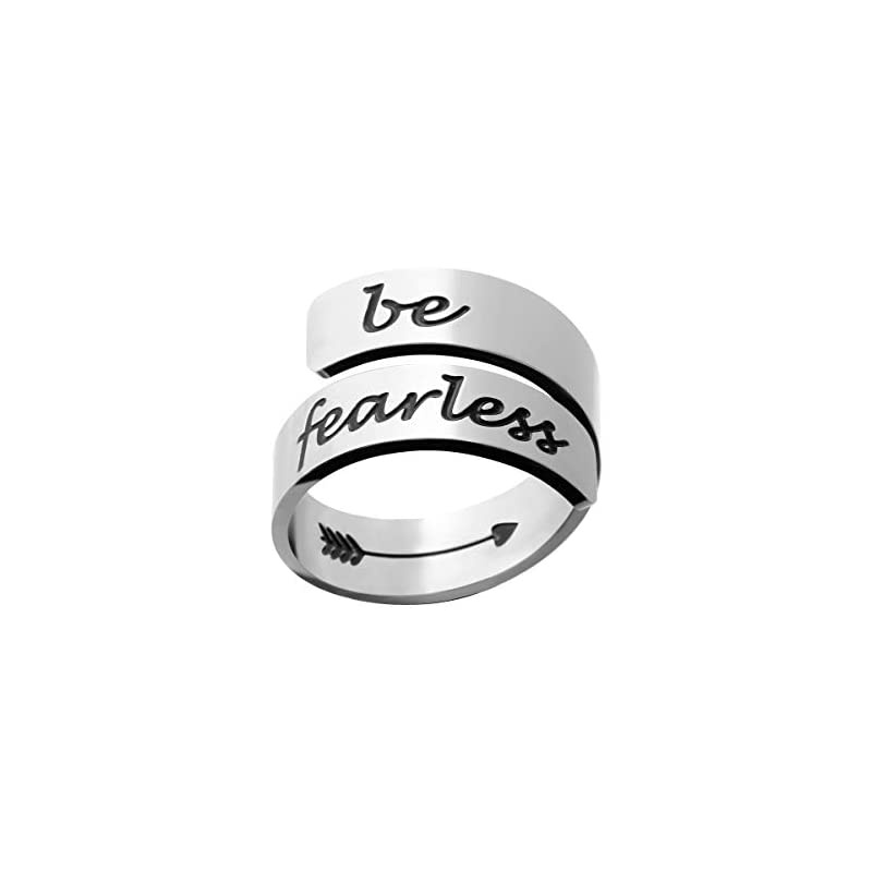 Inspirational Motivational Ring Adjustable Personalized Stainless Steel Spiral Wrap Twist Ring Encouragement Personalized Jewelry Birthday Gifts for Girls