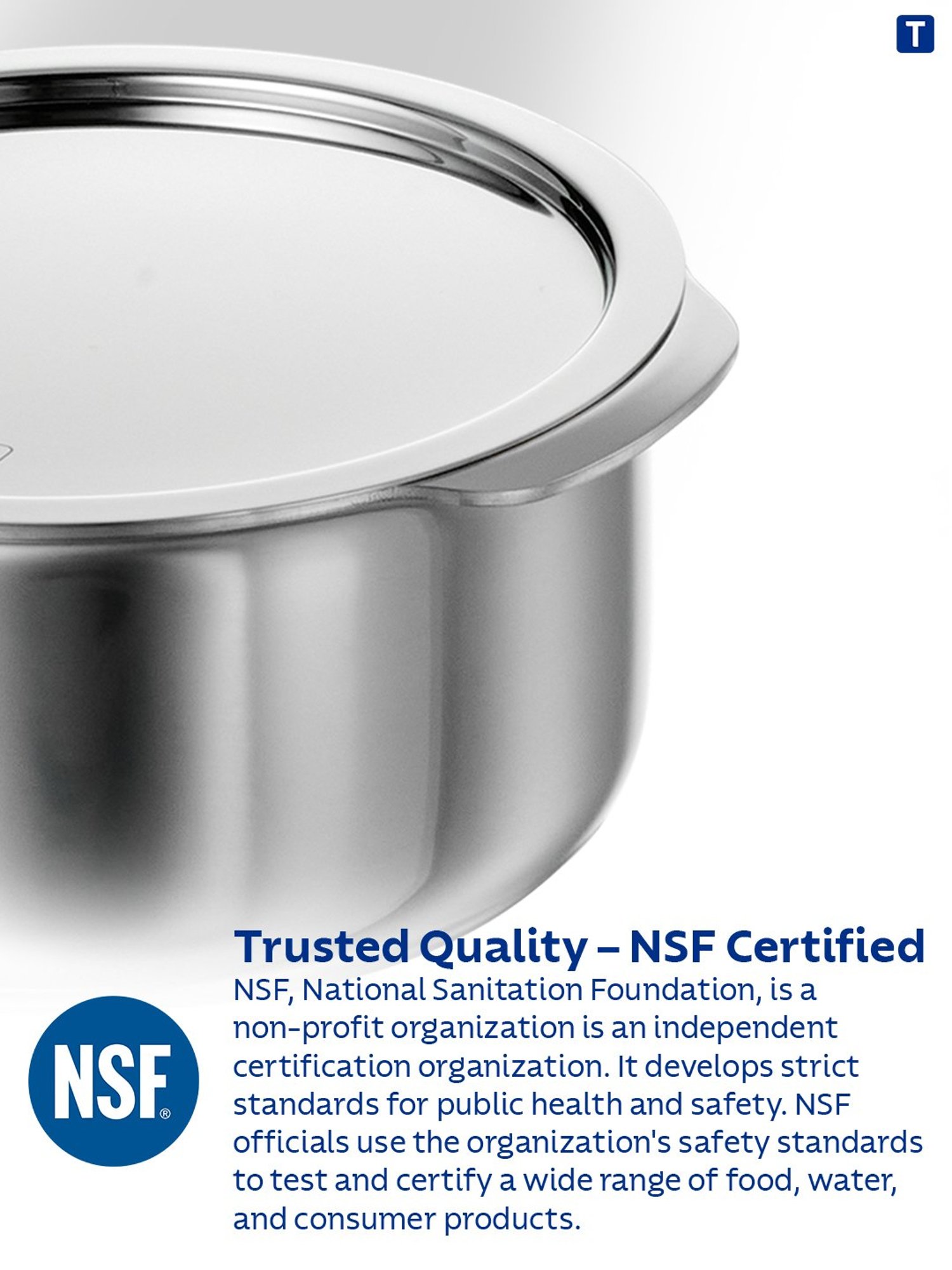 Tramontina Aeion Triply Non-Toxic Stainless Steel Tope with Lid 20cm/3.1L NSF Certified