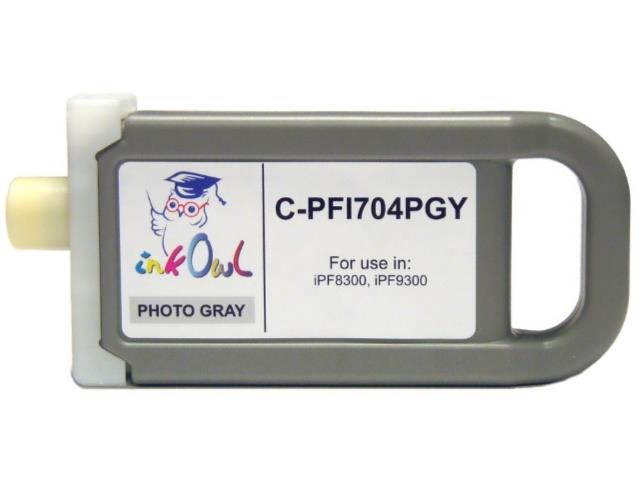 InkOwl Compatible Ink Cartridge Replacement for CANON PFI-704PGY (700ml, Photo Gray) for iPF8300, iPF9300 printers