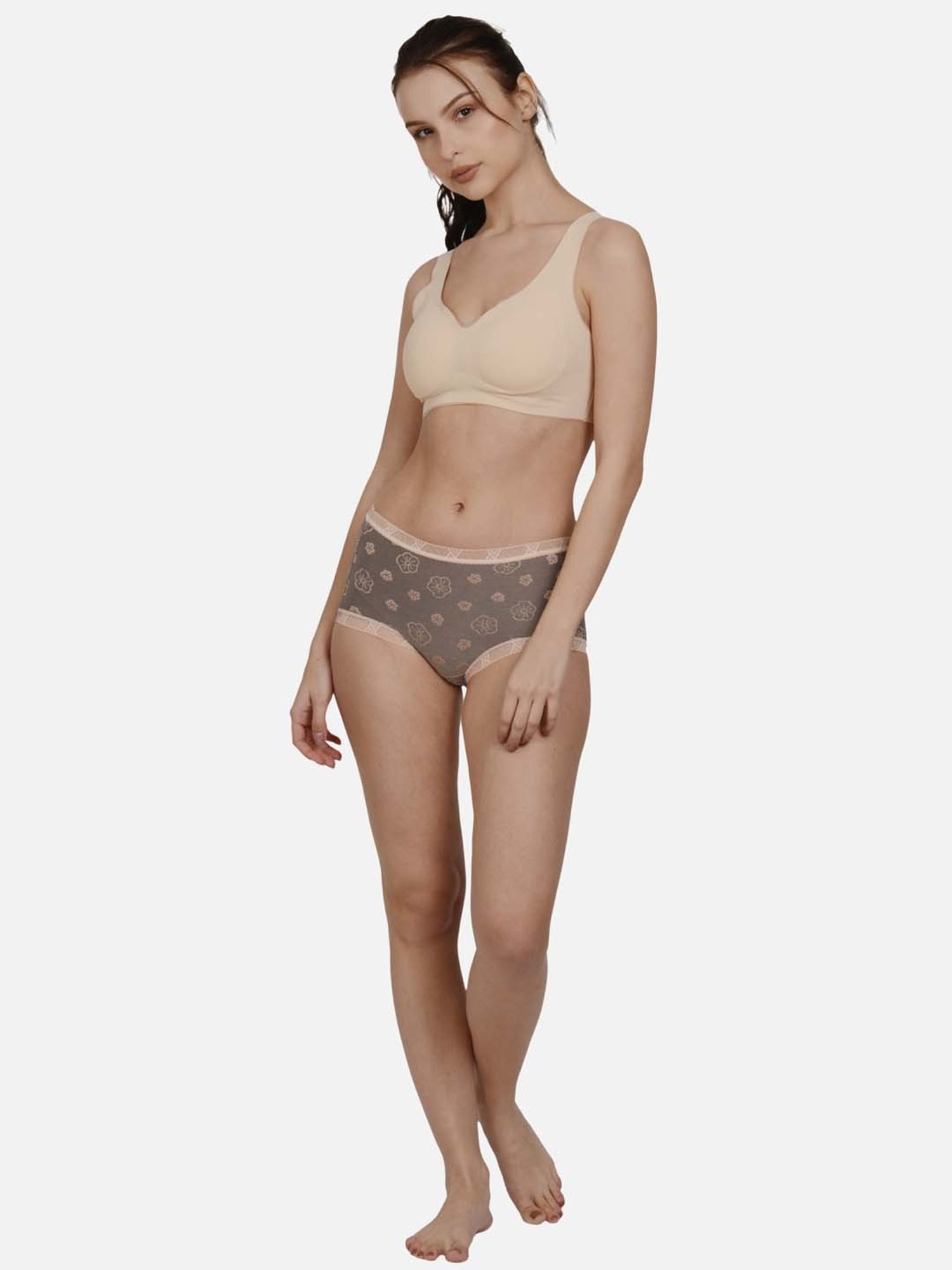mod & shy Grey Printed Hipster Panty