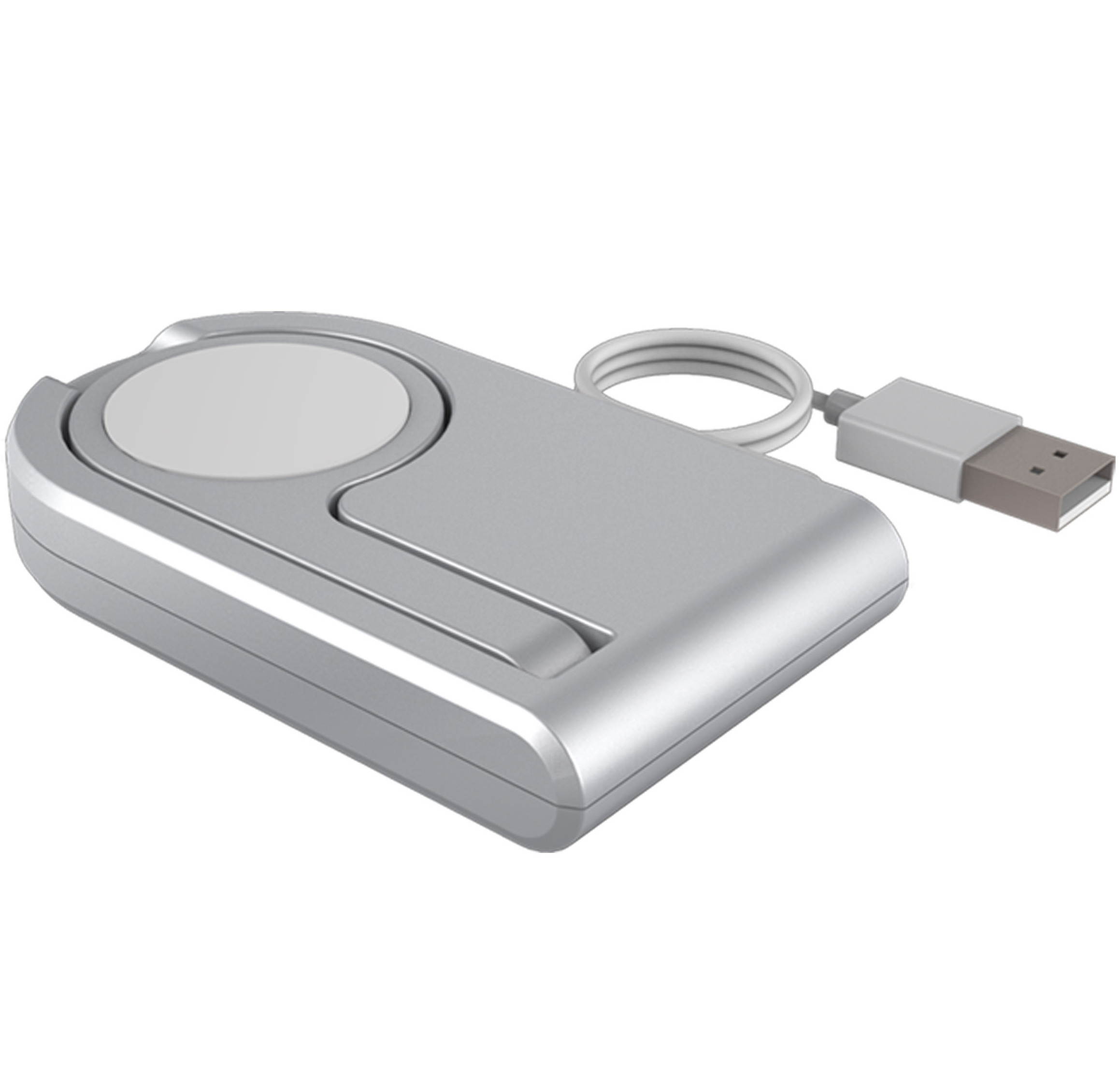 [MFI Certified] Apple iWatch Protable Magnetic Charging Dock,Foldable Design To Enable Nightstand Mode With 3ft Long USB Cable For All iWatch Models (Silver)