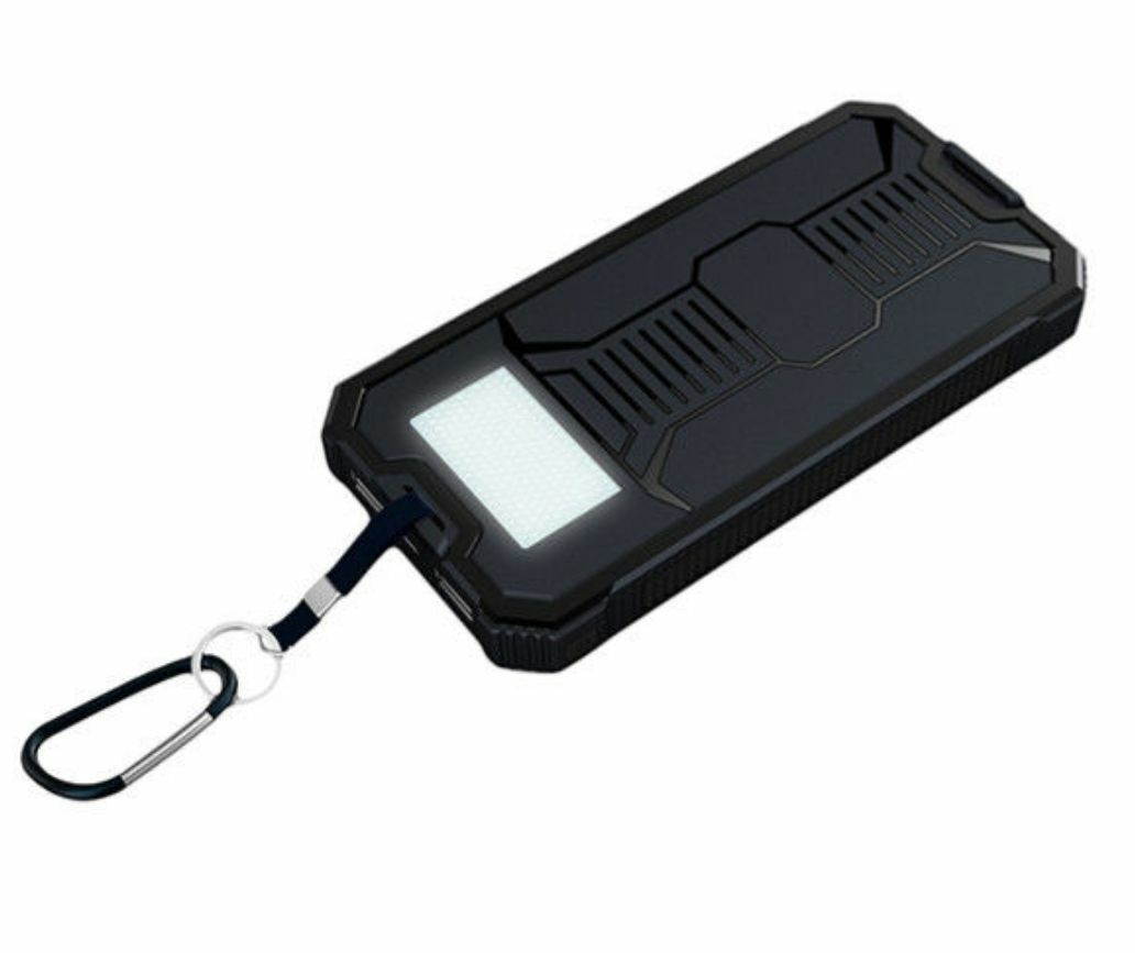 Waterproof 9000000mAh Portable Solar Charger Dual USB Battery Power Bank Black