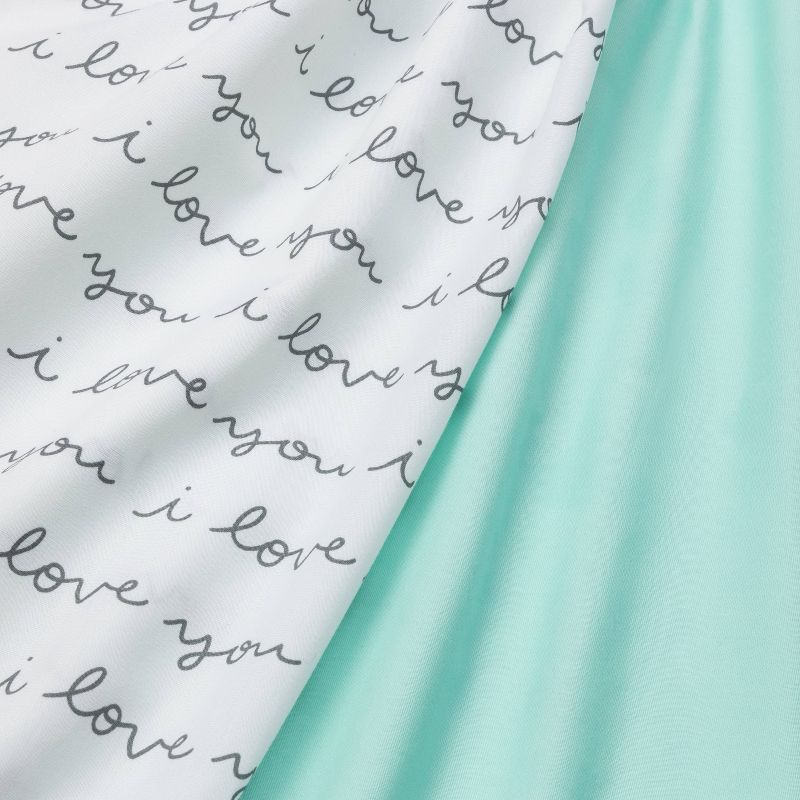 Crib Fitted Sheets I Love You and Mint Solid - Cloud Island™ Gray/Mint 2pk