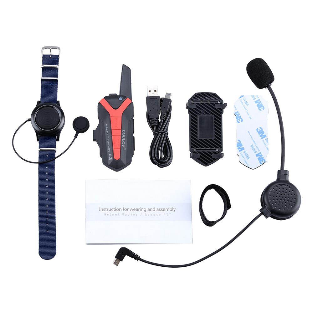 BOBLOV X3plus Helmet Wireless Walkie Talkie Intercom 2Way Radio Interphone Bike