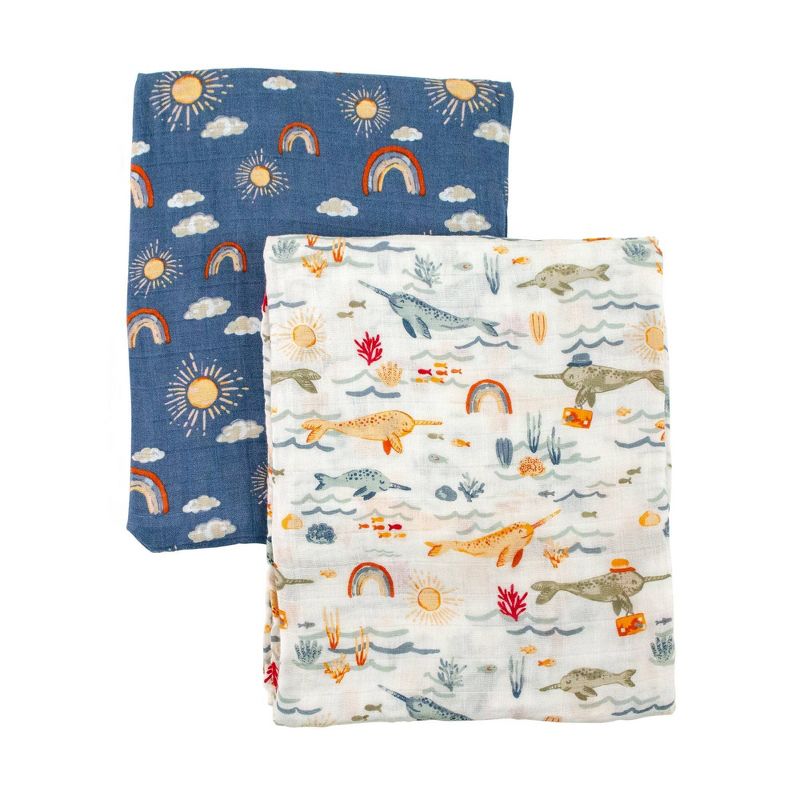 Bebe au Lait Muslin Swaddle Blanket Set Narwhal - Hello Sunshine
