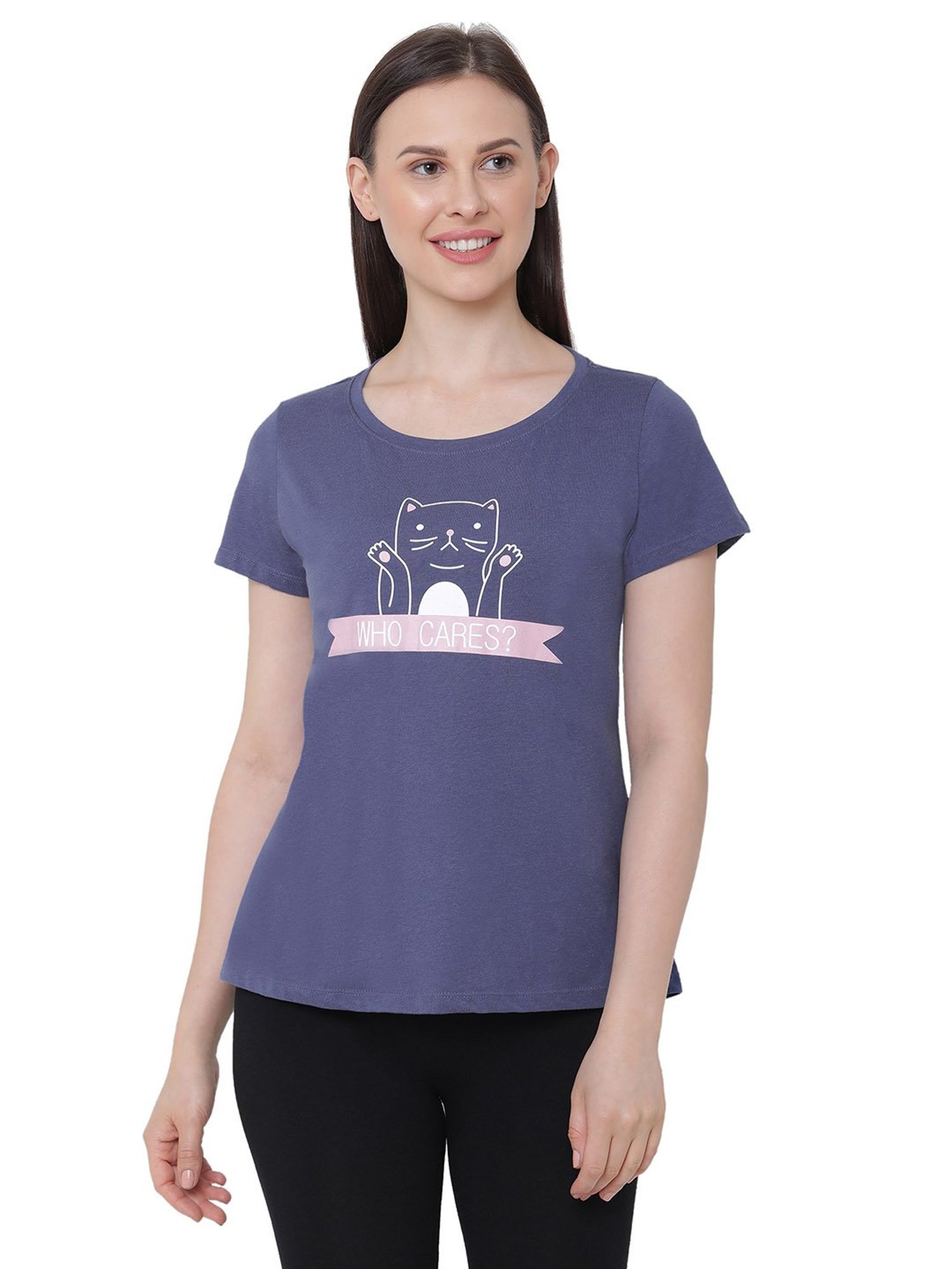 Soie  Blue Printed T-Shirt