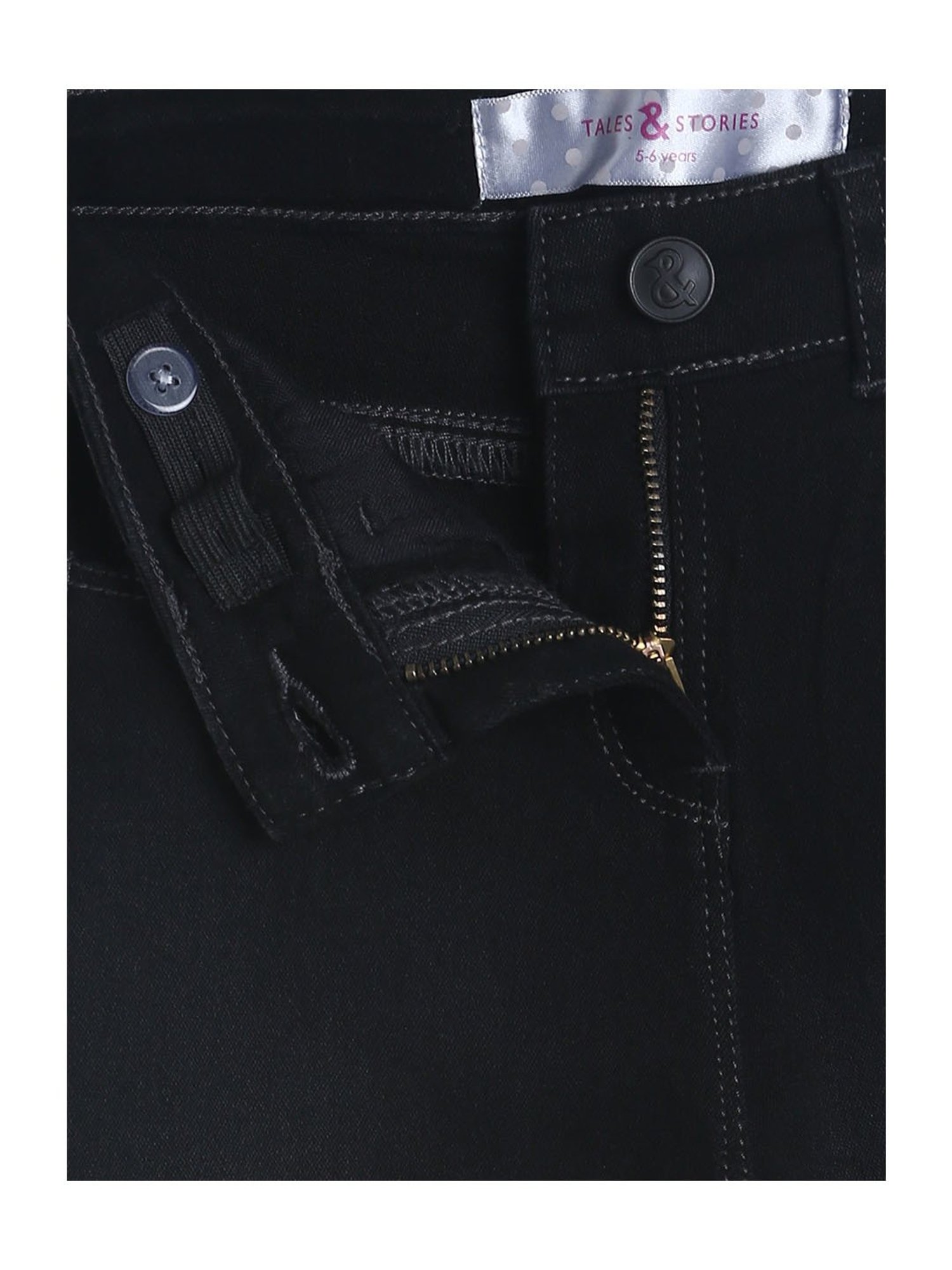 Tales & Stories Girls Black Solid Jeans