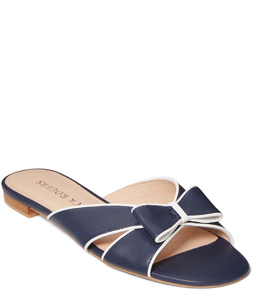 Jack Rogers Gigi Bow Detail Leather Slides