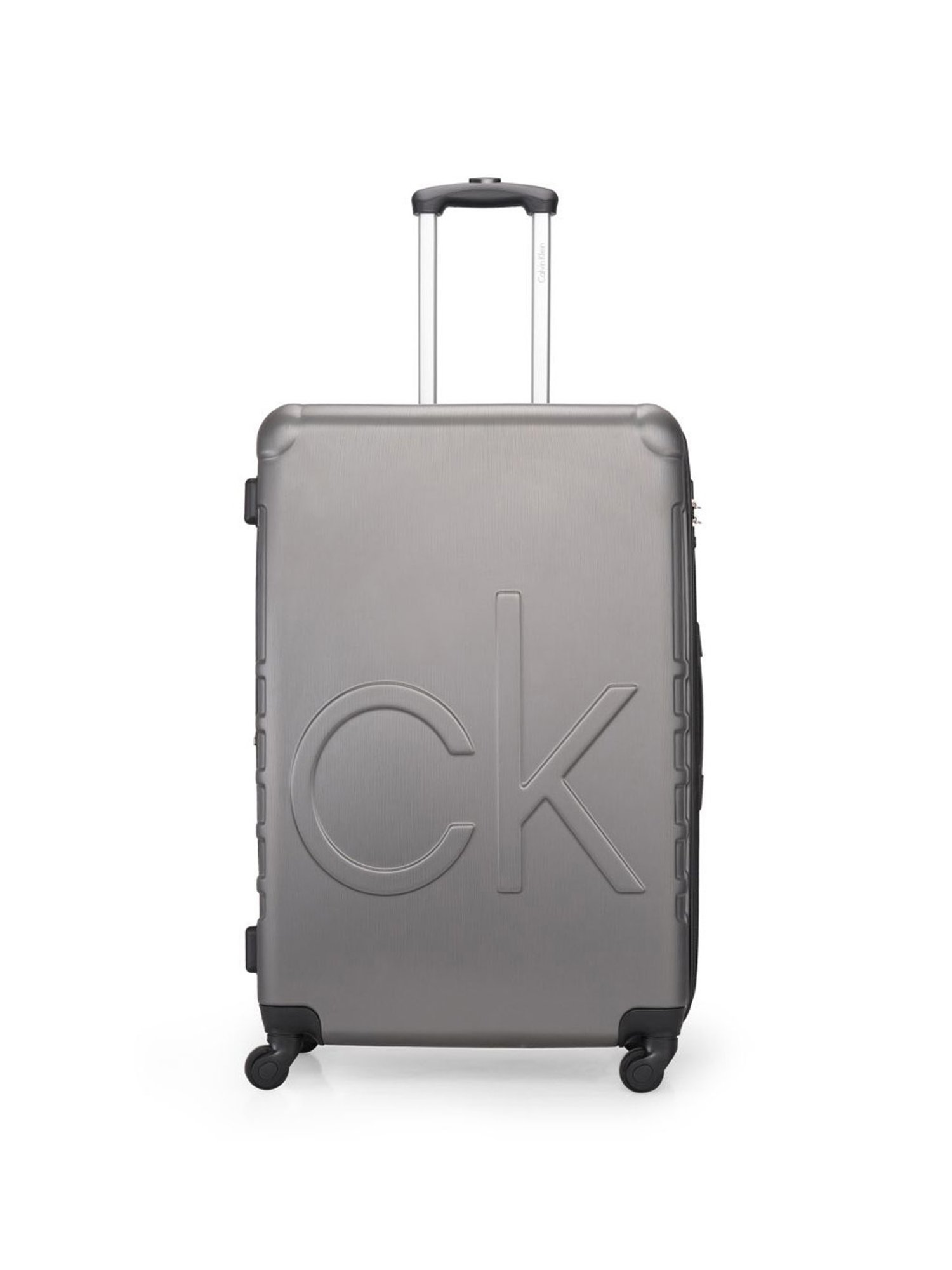 Calvin Klein Midtown Tour Dark Grey Textured Hard Cabin Trolley Bag - 76 cm