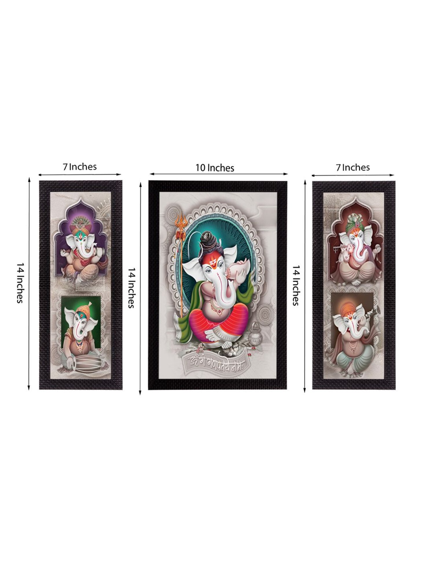 eCraftIndia Set of 3 Lord Ganesha Satin Matt Texture UV Art Painting