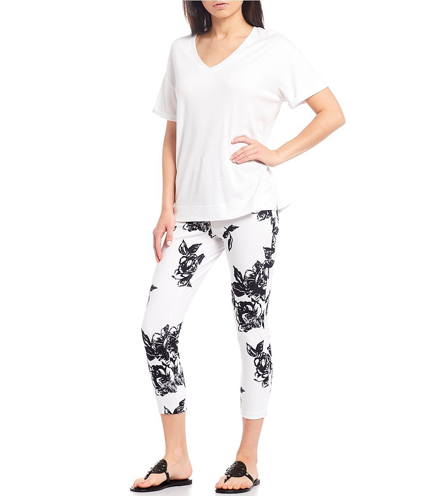 HUE Graphite Rose Ultra Soft Denim High Waist Capri Leggings