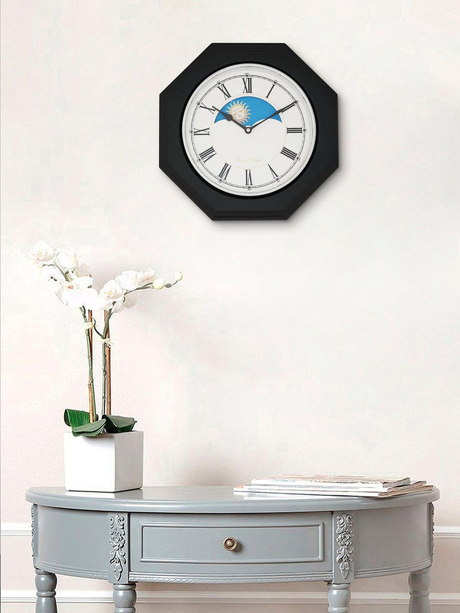 CHRONIKLE Octagon Black Wood Wall Clock