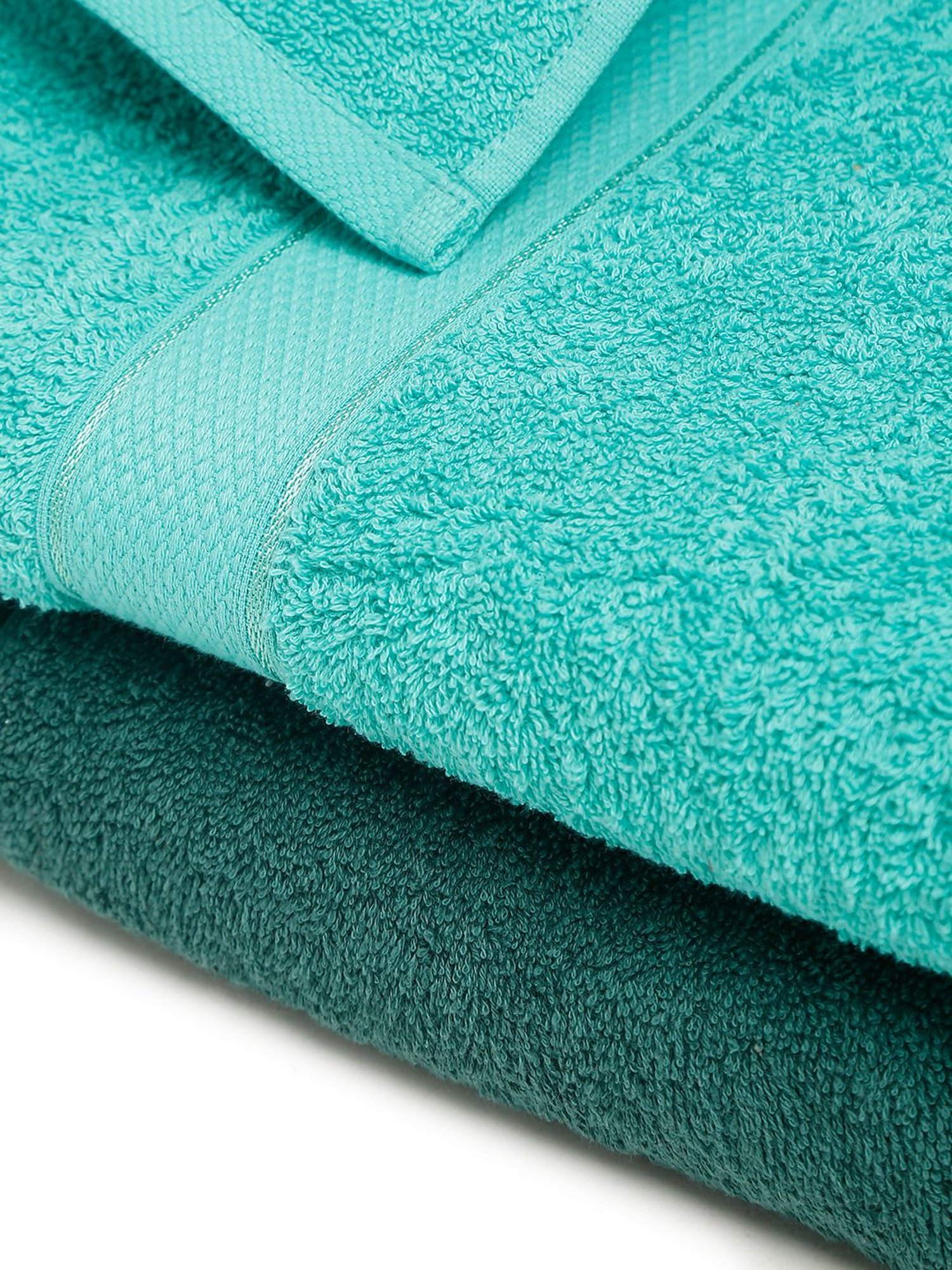 Creeva Dark Green & Sea Green 525 GSM Cotton Bath Towel Set of 2