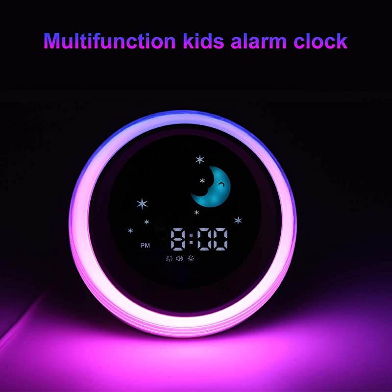 Time to Wake Alarm Clock for Kids Childrens Sleep Trainer Kids Wake Up Light Sleep Sound Machine