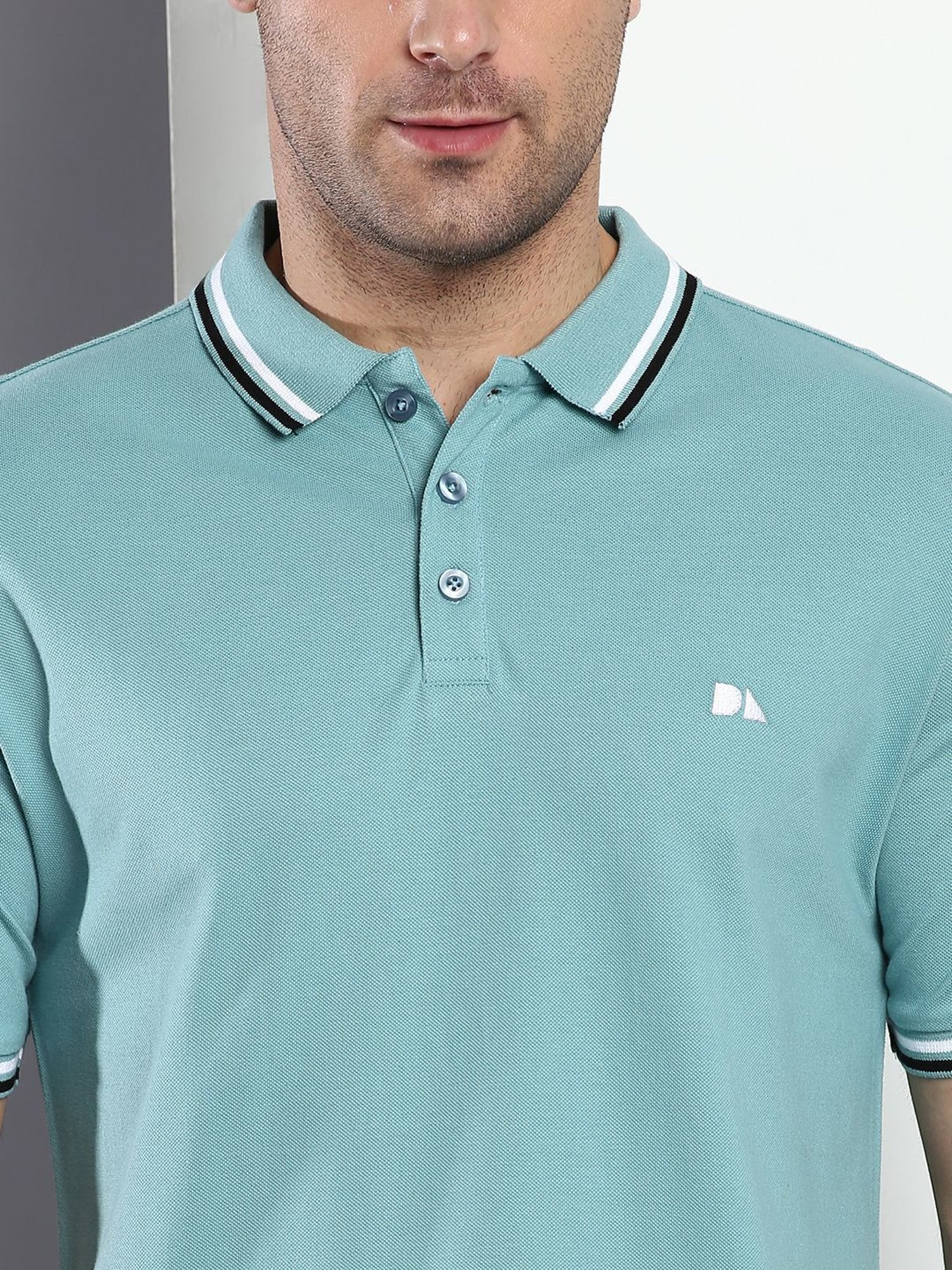 Dennis Lingo Aqua Cotton Slim Fit Polo T-Shirt