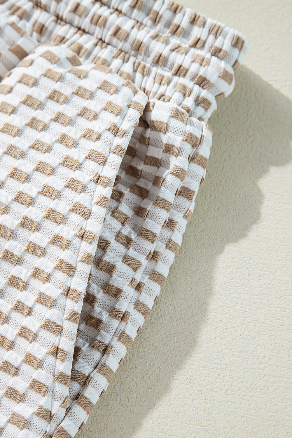 Skobeloff Textured Ruffle Split Top and Drawstring Shorts Set