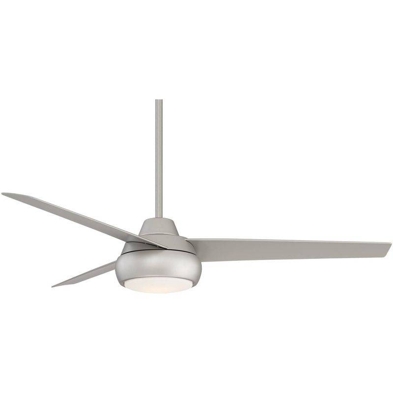 52" Casa Vieja Modern 3 Blade Ceiling Fan with Light LED Dimmable Remote Brushed Nickel Opal Glass House Bedroom Living Room Home