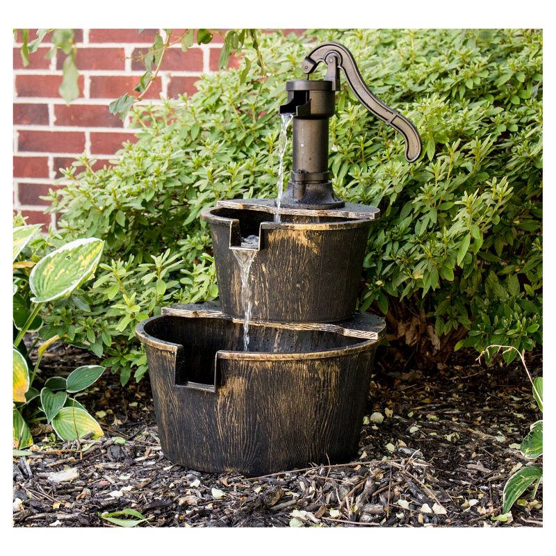 27" Polyresin Water Barrel Fountain - Copper - Backyard Expressions