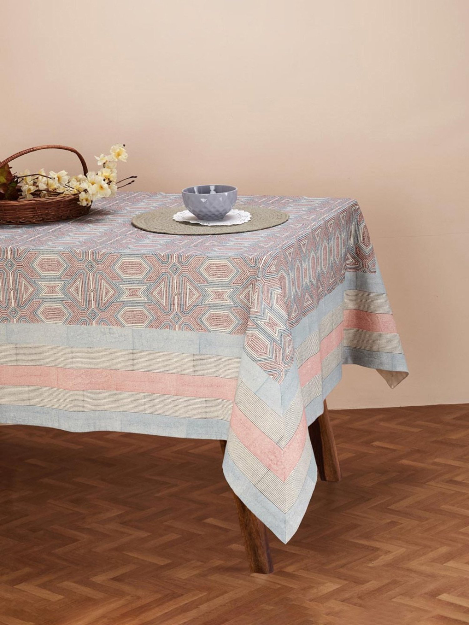 Fabindia Multicolor Cotton 114 TC 200 GSM Lilypool Table Cover - Set of 4