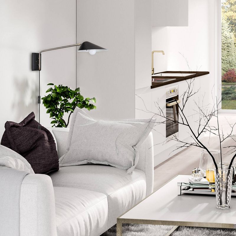 Finnick Plug-in or Hardwire Wall Sconce (Includes LED Light Bulb) Matte Black - Globe Electric