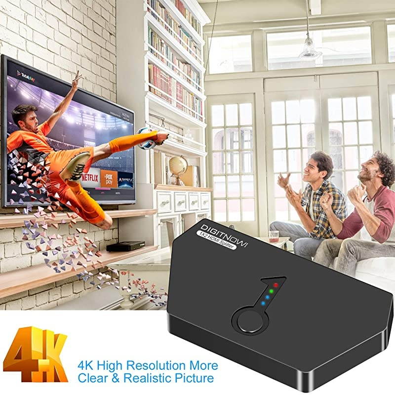 HDMI Splitter 1 in 2 Out, 4K HDMI Ver1.4 HDCP, Powered HDMI Splitter Supports 3D 4K@30HZ Full HD1080P for Xbox PS4 DVD Players Apple TV Blu-Ray Player Fire Stick