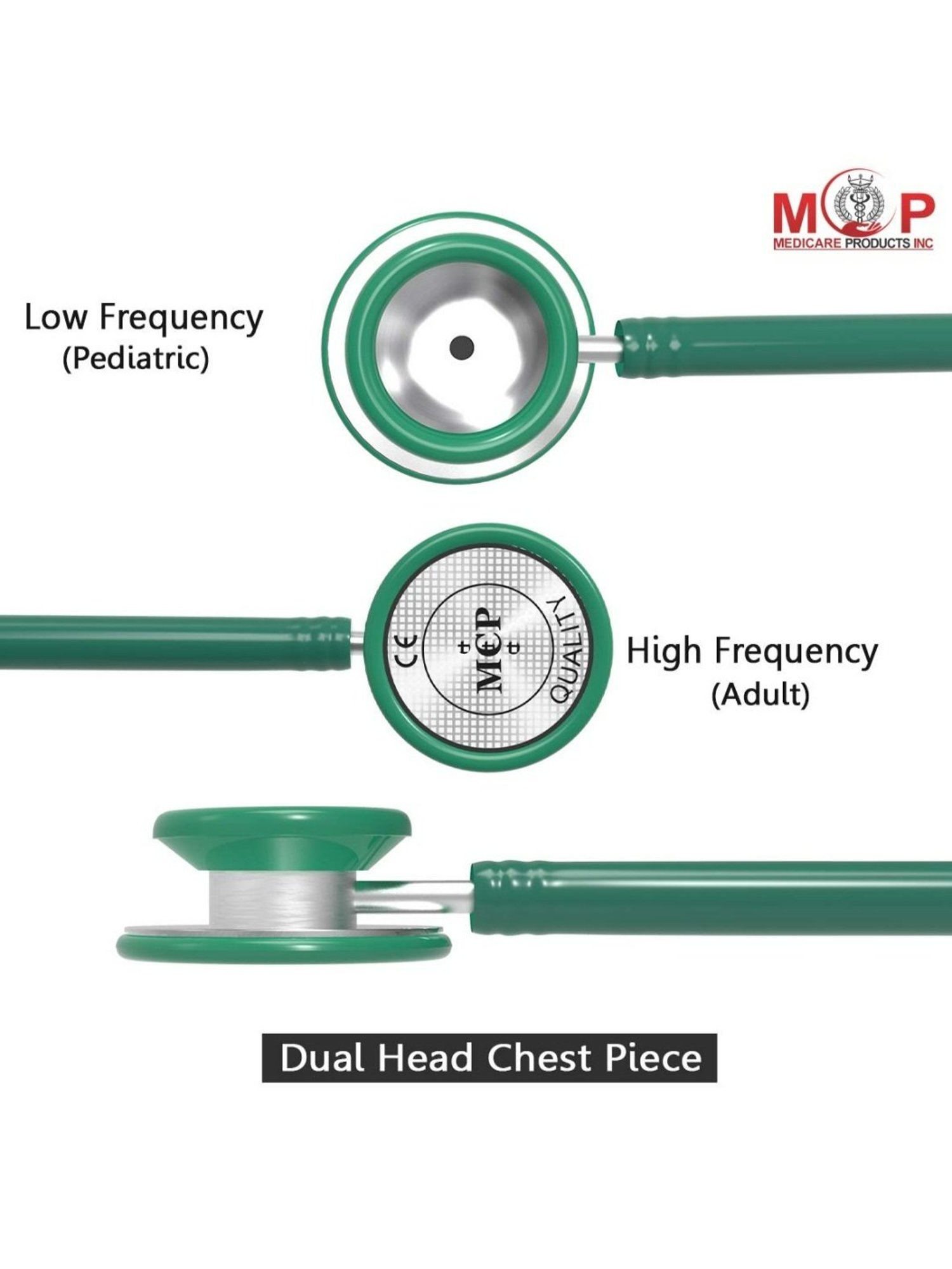 MCP Adult Dual Head Stethoscope (Green)
