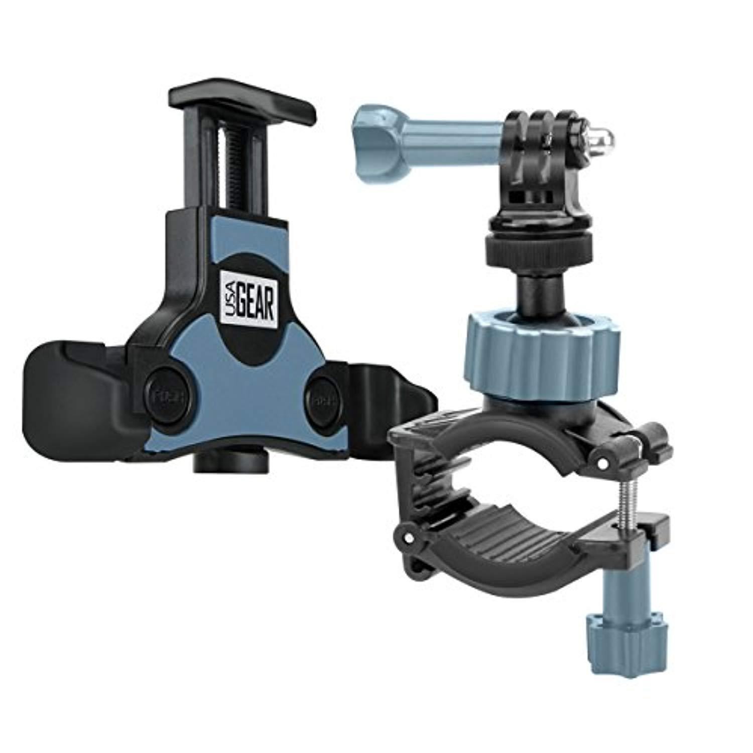 action camera accessories bundle set usa gear handlebar mount smartphone tripod/action cam mount adapter - works phones apple,