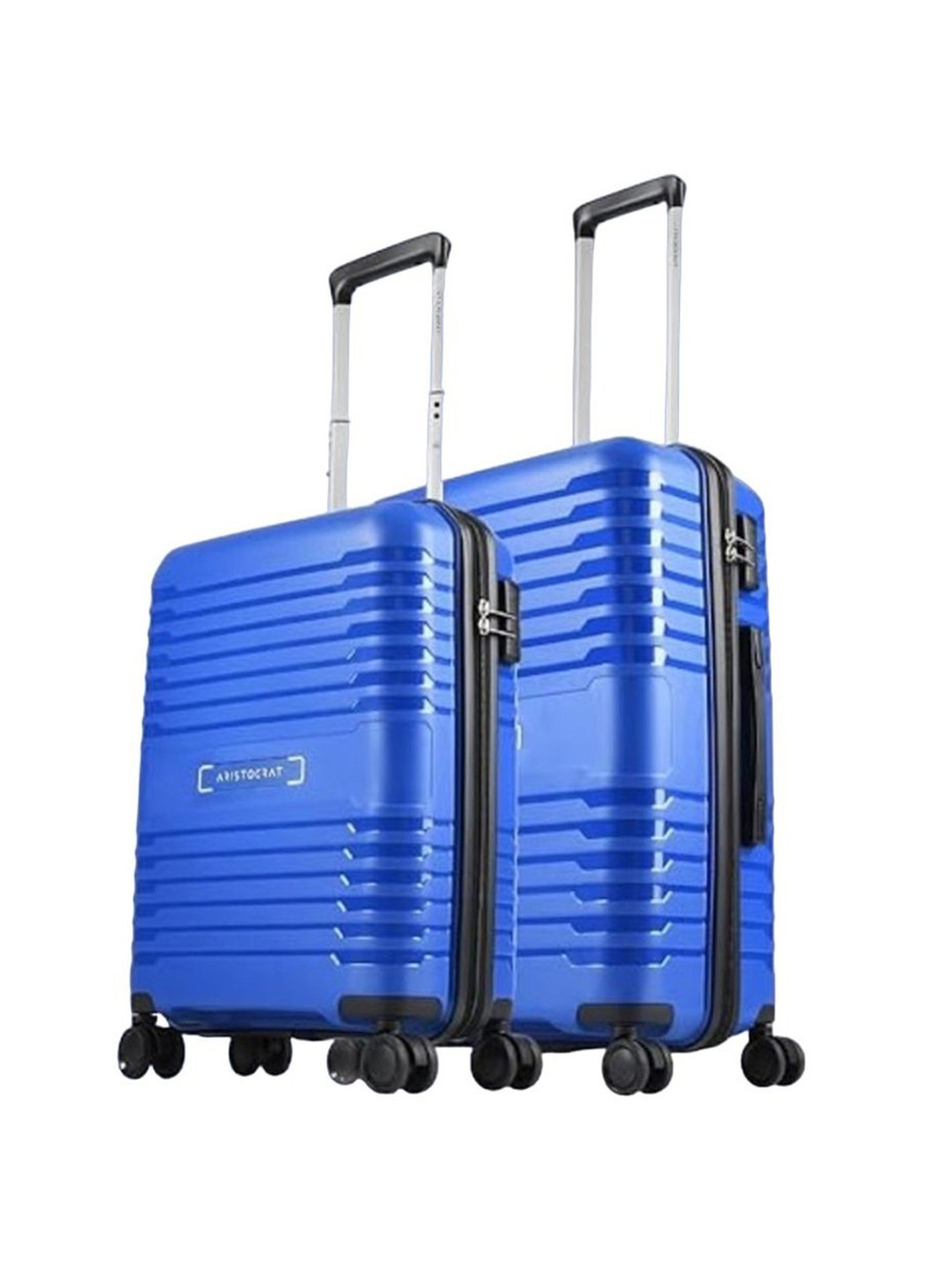 Aristocrat Harbor Blue Solid Hard Medium Trolley Bag Pack of 2