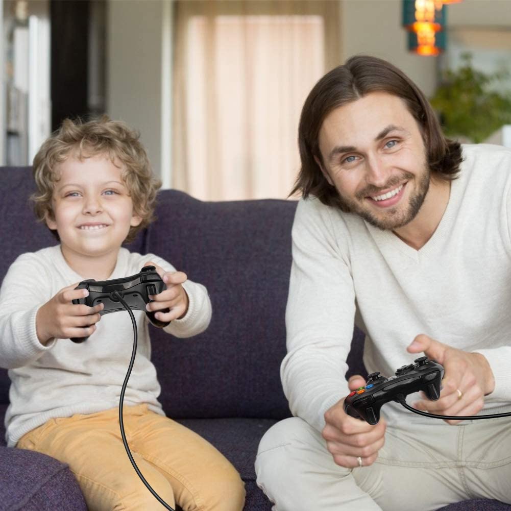 360 PC Game Wired Controller for Microsoft Xbox 360 and Windows PC (Windows 10/8.1/8/7) with Dual Vibration and Ergonomic Wired Game Controller (Black 1)