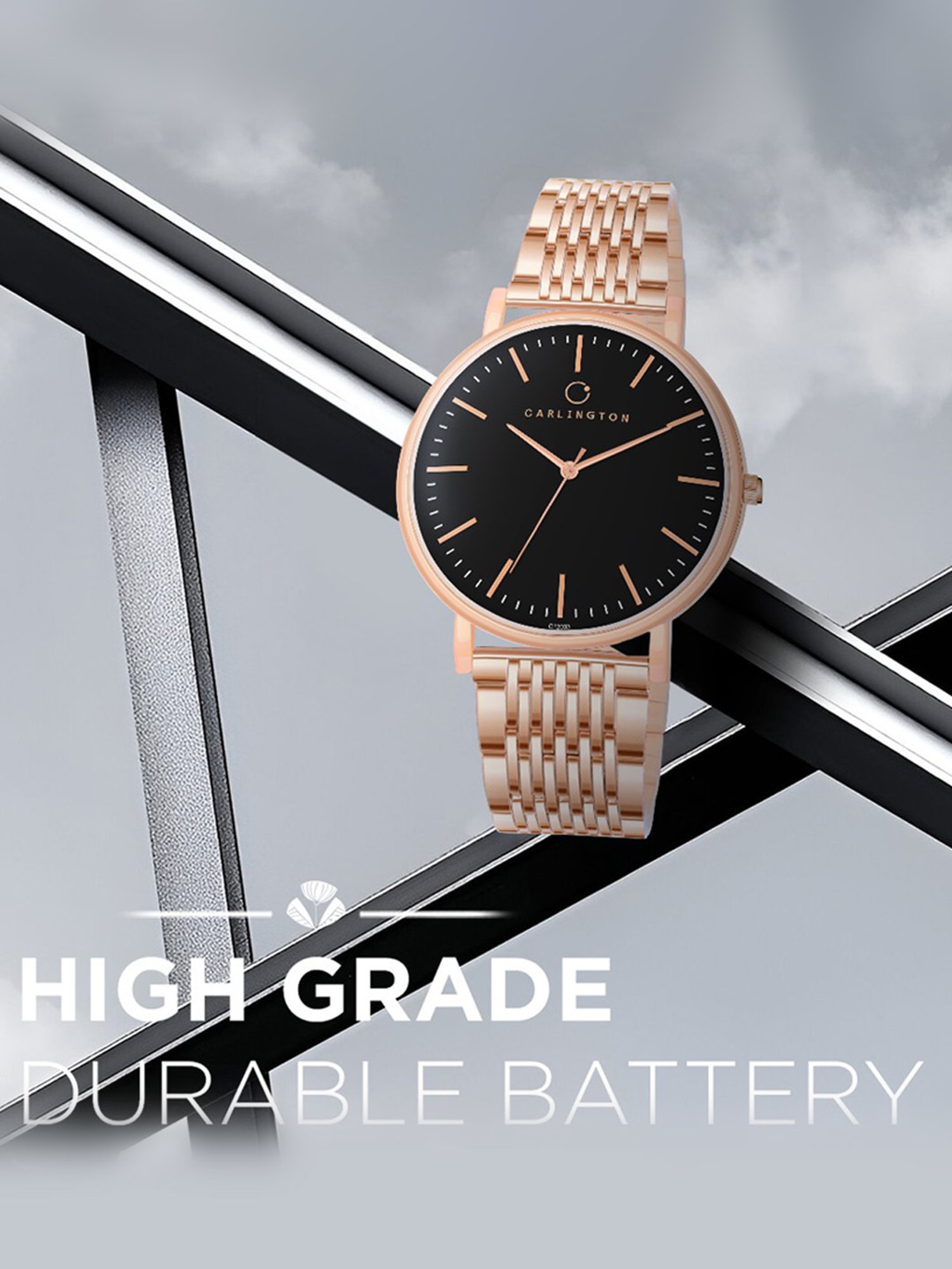 Carlington Iconic 2033 RoseBlack Analog Watch for Women