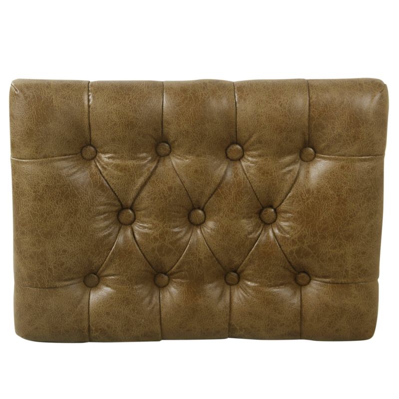 Small Decorative Ottoman Faux Leather Brown - HomePop