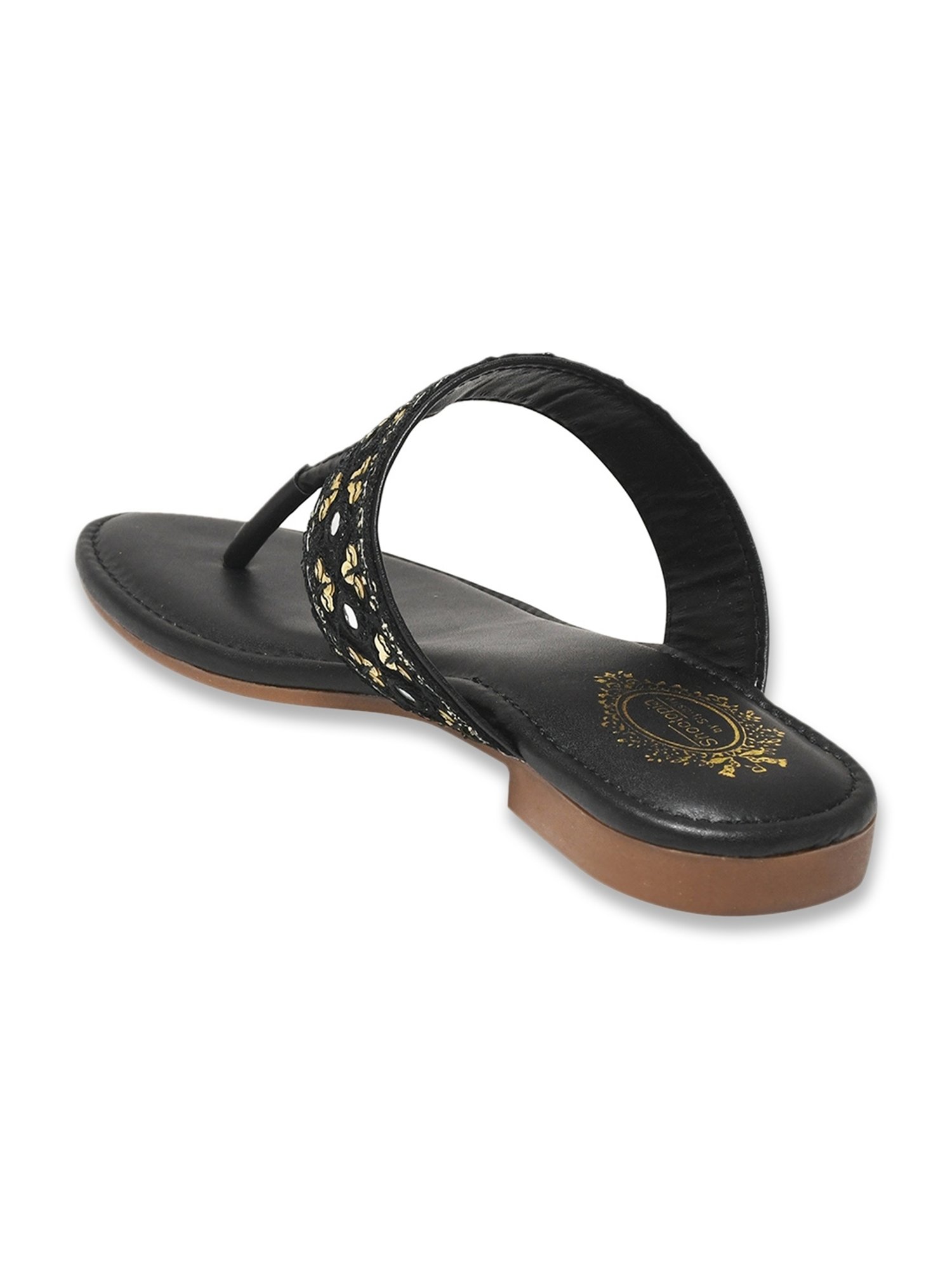 Shoetopia Women's Black T-Strap Sandals