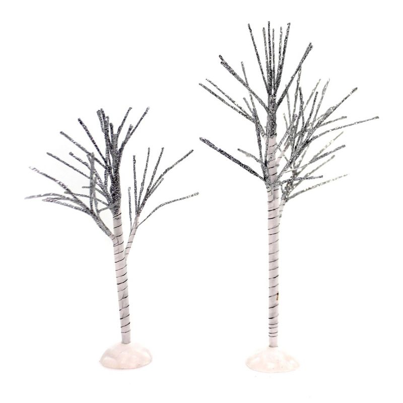 Dept 56 Snowbabies Silver Bare Branch Trees Set/2 Winter Display Accessory  -  Decorative Figurines