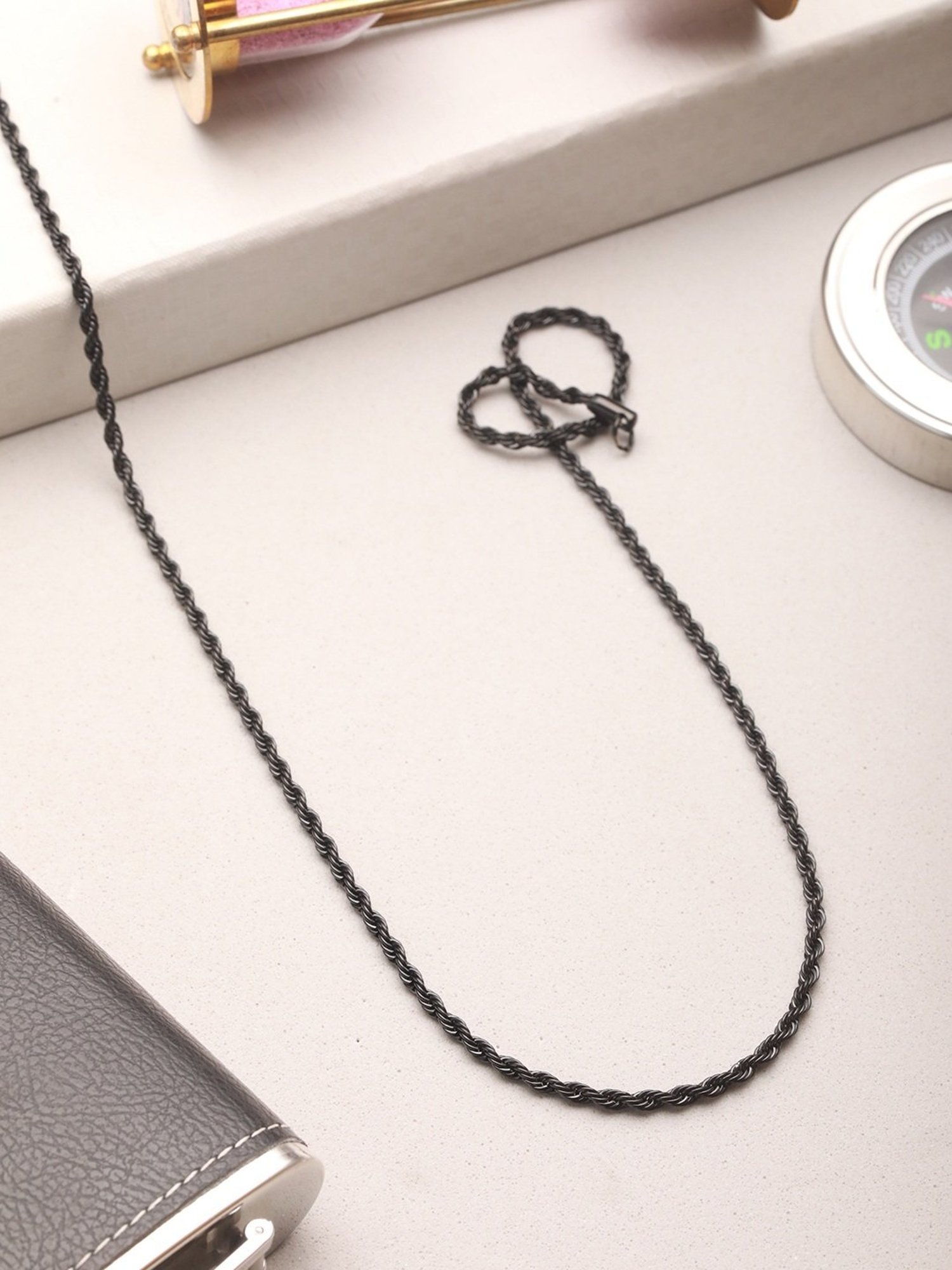 Aatmana Men Black Stainless Steel Chain