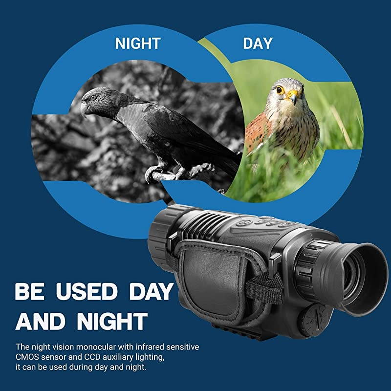 40mm Night Vision Monocular 5X Digital Infrared Monocular 1.5&rdquo; LCD Take Photos/Videos and Playback with 16G for Hunting Security Surveilla