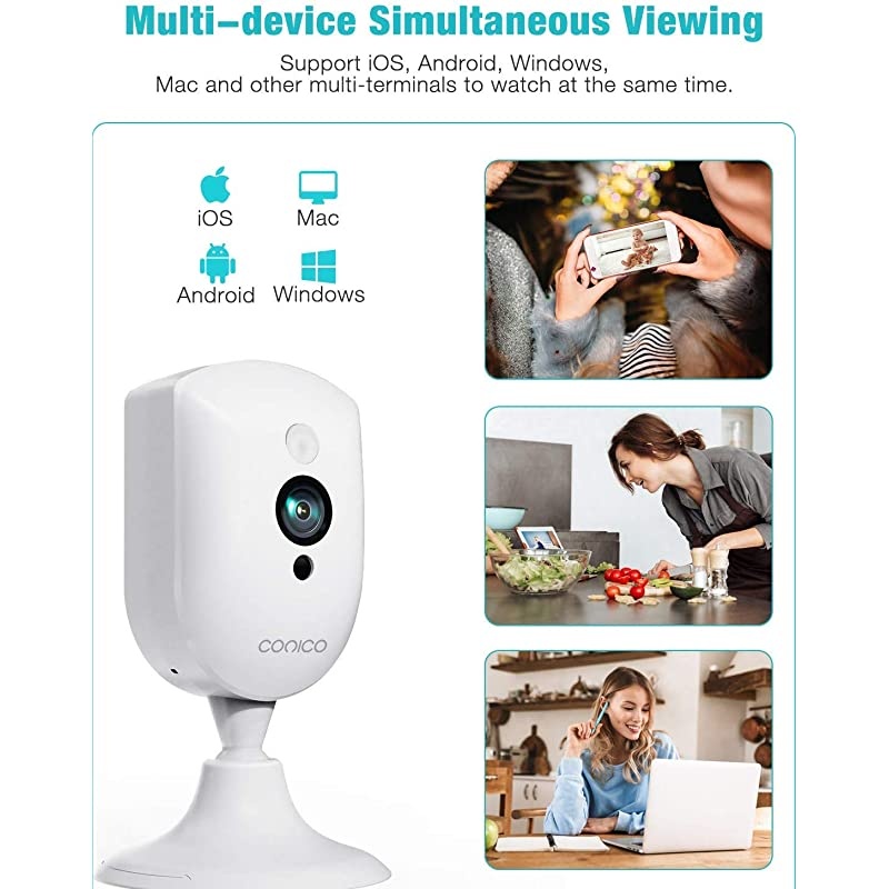 Wireless Security Camera  1080P Wireless Camera with Sound Motion Detection IR Night Vision Home Camera with 2 Way Audio 8X Zoom WiFi Camera Cloud Service Compatible with Alexa